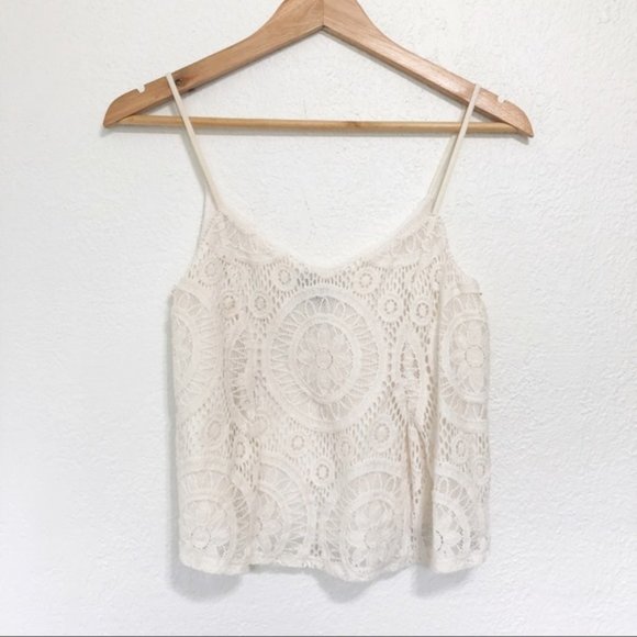 American Eagle Outfitters Tops - AE White Lace Boho Crop Top Size Extra Small